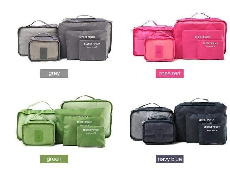 6pcs / set Art- und Weisedoppelreißverschluß wasserdichte Polyester-Mann- und Frauen-Gepäck-Spielraum-Beutel, die Würfel verpacken