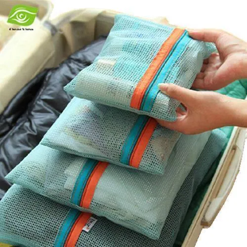 4 Teile/satz Mesh Reisetasche Organizer Unisex Comestic Tasche Organizer Reißverschlusstasche Mesh Reisetasche Kleidung Aufbewahrungstasche