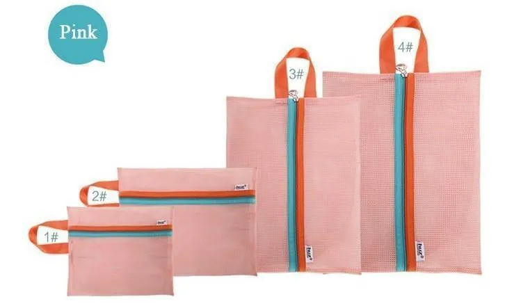 4 Teile/satz Mesh Reisetasche Organizer Unisex Comestic Tasche Organizer Reißverschlusstasche Mesh Reisetasche Kleidung Aufbewahrungstasche