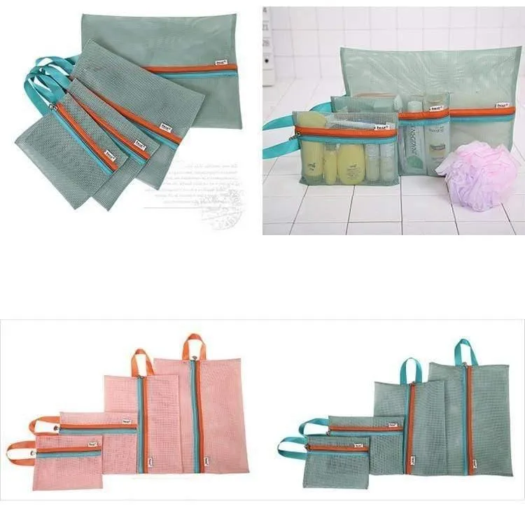 4 Teile/satz Mesh Reisetasche Organizer Unisex Comestic Tasche Organizer Reißverschlusstasche Mesh Reisetasche Kleidung Aufbewahrungstasche