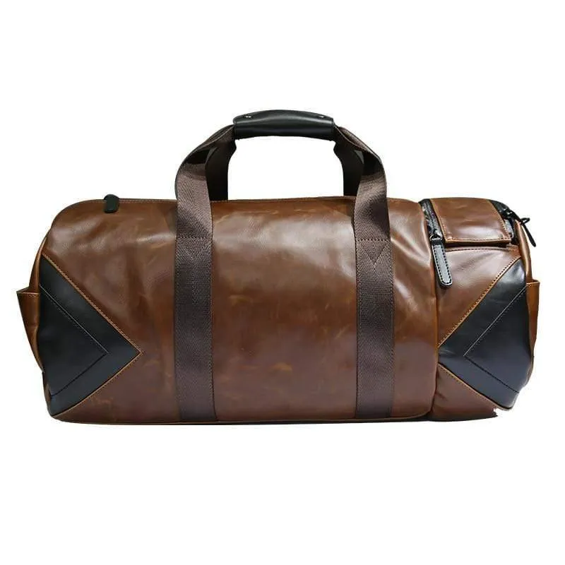 Retro Braun Eimer Reisetaschen Große Crazy Horse PU Leder Handtaschen Schultertasche Männer Business Gepäcktasche