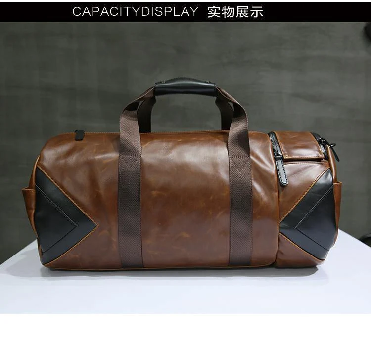 Retro Braun Eimer Reisetaschen Große Crazy Horse PU Leder Handtaschen Schultertasche Männer Business Gepäcktasche