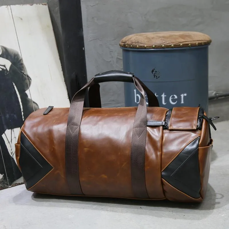 Retro Braun Eimer Reisetaschen Große Crazy Horse PU Leder Handtaschen Schultertasche Männer Business Gepäcktasche