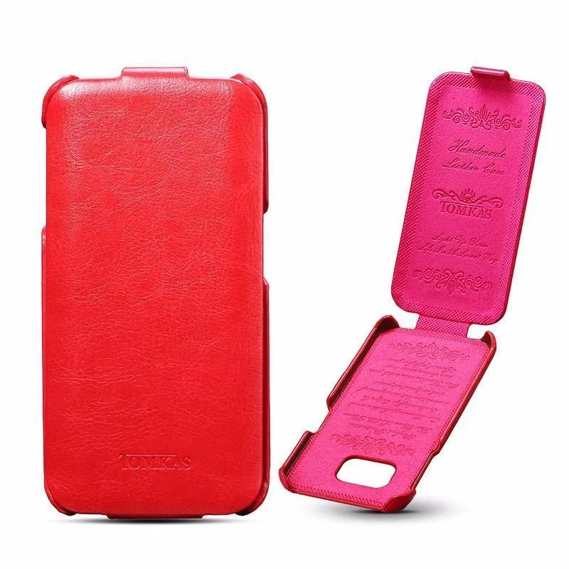 Tomkas Ledertasche für Samsung Galaxy S6 G9200 Retro Handytasche Flip Cover für Samsung Galaxy S6 Edge Hüllen Luxus Coque