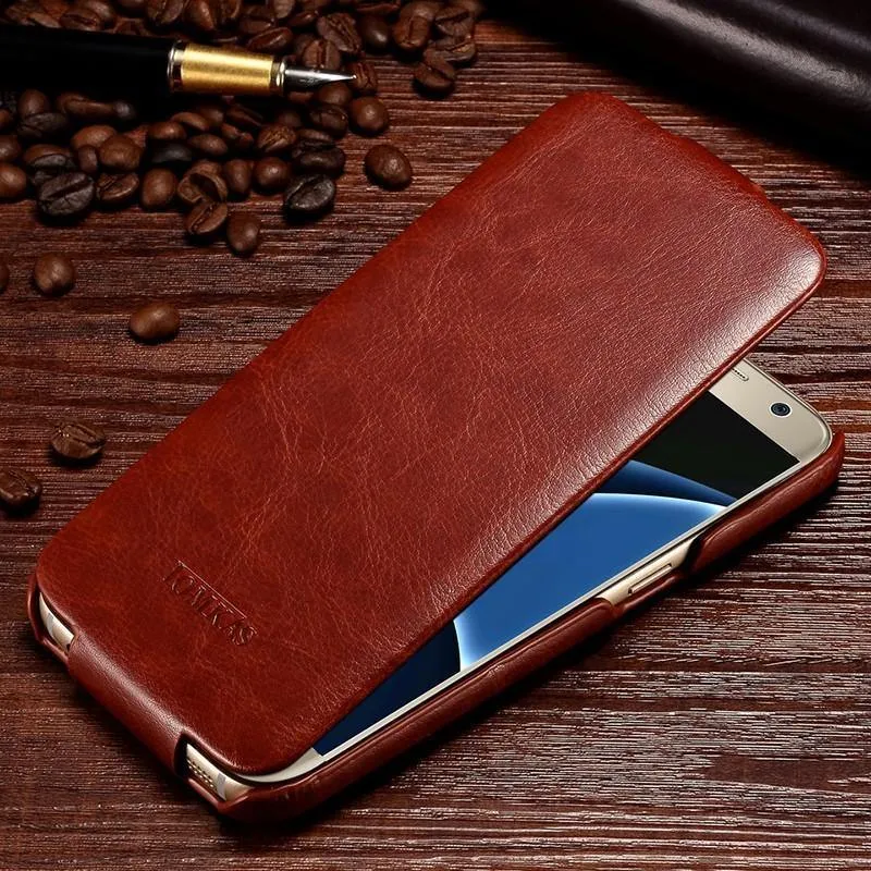 Tomkas Ledertasche für Samsung Galaxy S6 G9200 Retro Handytasche Flip Cover für Samsung Galaxy S6 Edge Hüllen Luxus Coque