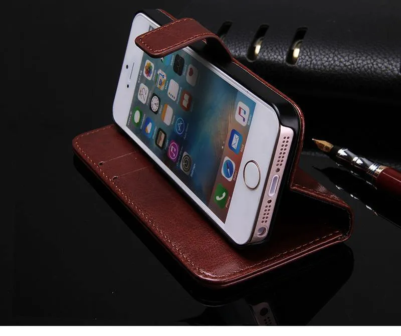 Brieftasche Ledertasche für Apple iPhone 5S 5 SE Luxus Flip Coque Handytasche Hülle Für iPhone 5s Hüllen Fundas TOMKAS Marke