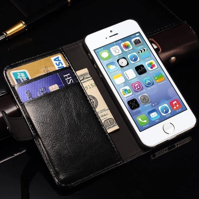 Brieftasche Ledertasche für Apple iPhone 5S 5 SE Luxus Flip Coque Handytasche Hülle Für iPhone 5s Hüllen Fundas TOMKAS Marke