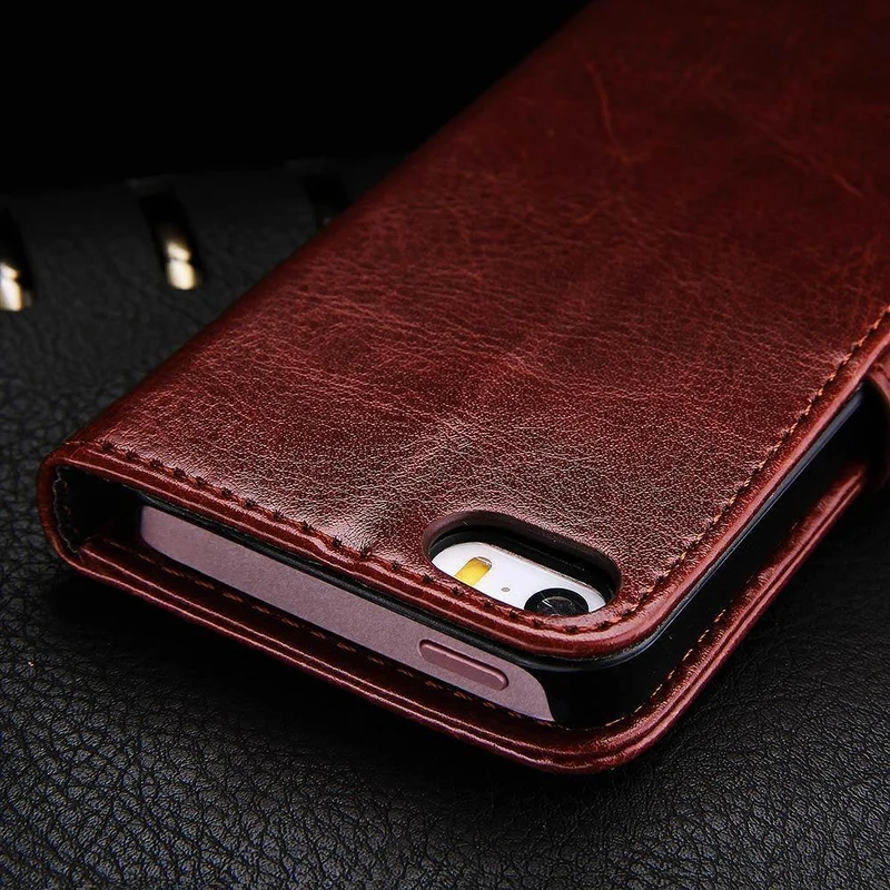 Brieftasche Ledertasche für Apple iPhone 5S 5 SE Luxus Flip Coque Handytasche Hülle Für iPhone 5s Hüllen Fundas TOMKAS Marke
