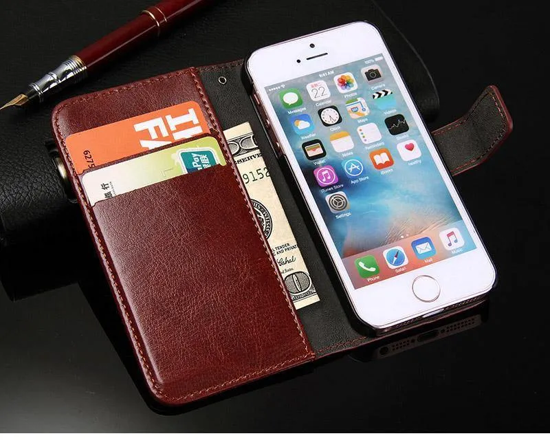 Brieftasche Ledertasche für Apple iPhone 5S 5 SE Luxus Flip Coque Handytasche Hülle Für iPhone 5s Hüllen Fundas TOMKAS Marke