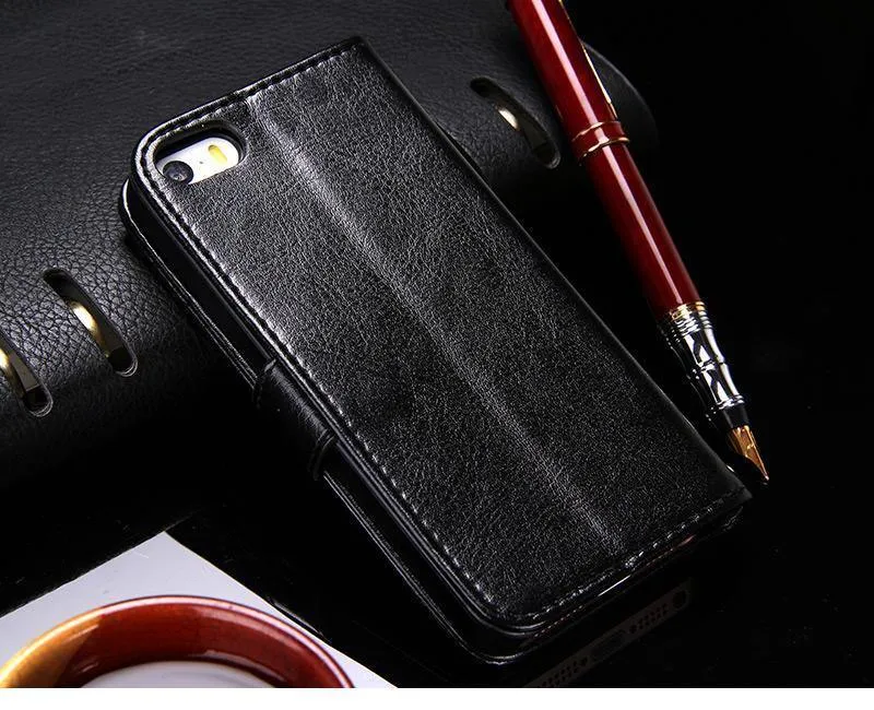 Brieftasche Ledertasche für Apple iPhone 5S 5 SE Luxus Flip Coque Handytasche Hülle Für iPhone 5s Hüllen Fundas TOMKAS Marke