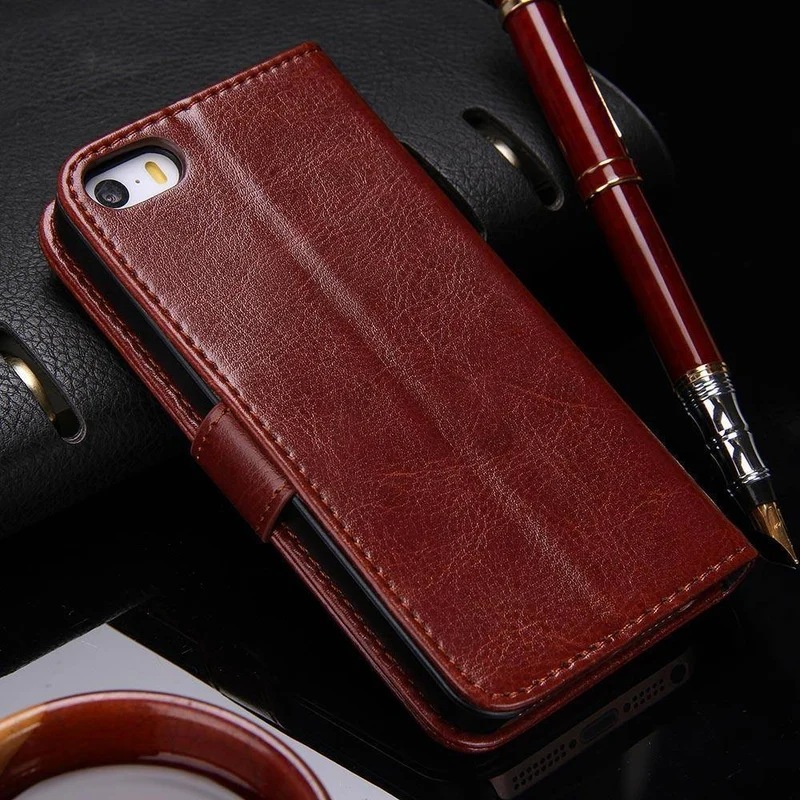 Brieftasche Ledertasche für Apple iPhone 5S 5 SE Luxus Flip Coque Handytasche Hülle Für iPhone 5s Hüllen Fundas TOMKAS Marke