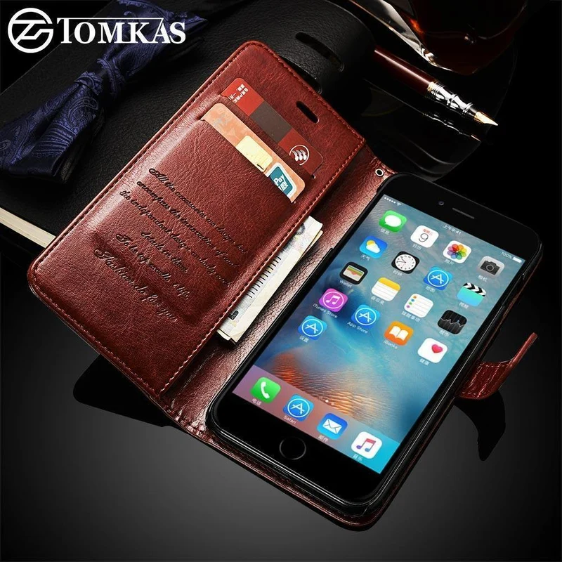 Brieftasche Ledertasche für iPhone 6 6S Plus Luxus Coque Cover für iPhone 6 S 6S Plus Handyhüllen mit Kartensteckplatz TOMKAS Marke