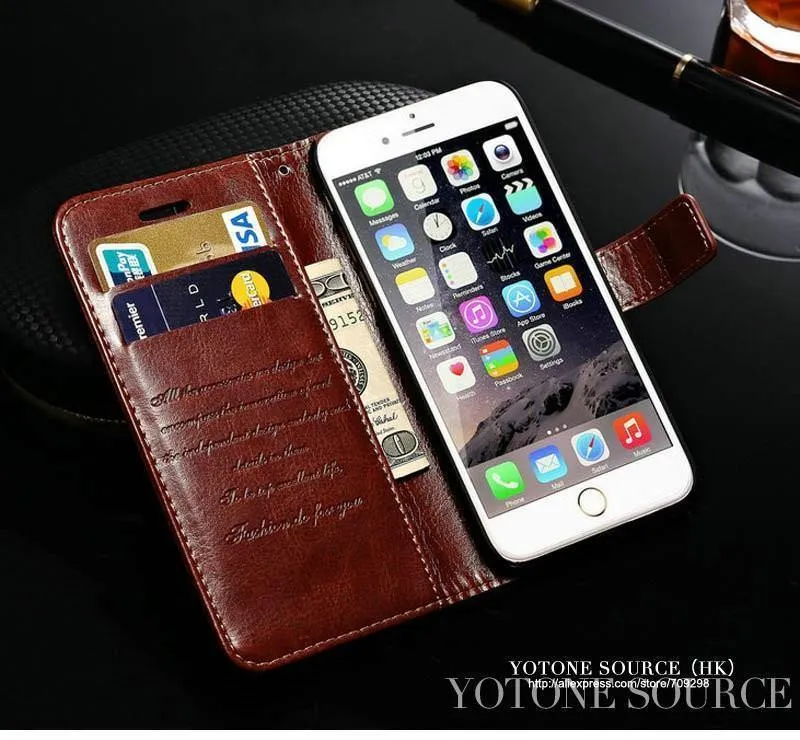 Brieftasche Ledertasche für iPhone 6 6S Plus Luxus Coque Cover für iPhone 6 S 6S Plus Handyhüllen mit Kartensteckplatz TOMKAS Marke