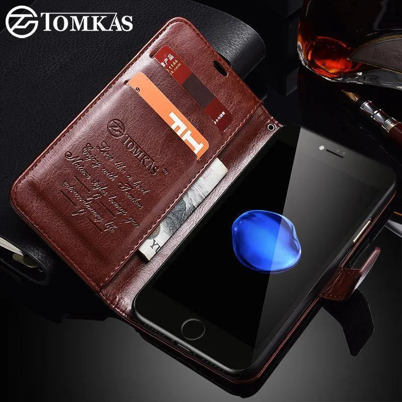 TOMKAS Hülle für iPhone 7 8 Plus PU Leder Brieftasche Stil Ständer Business Handytaschen Hüllen für iPhone X 8 7 Plus 6 Plus Hülle