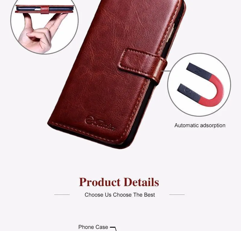 TOMKAS Hülle für iPhone 7 8 Plus PU Leder Brieftasche Stil Ständer Business Handytaschen Hüllen für iPhone X 8 7 Plus 6 Plus Hülle