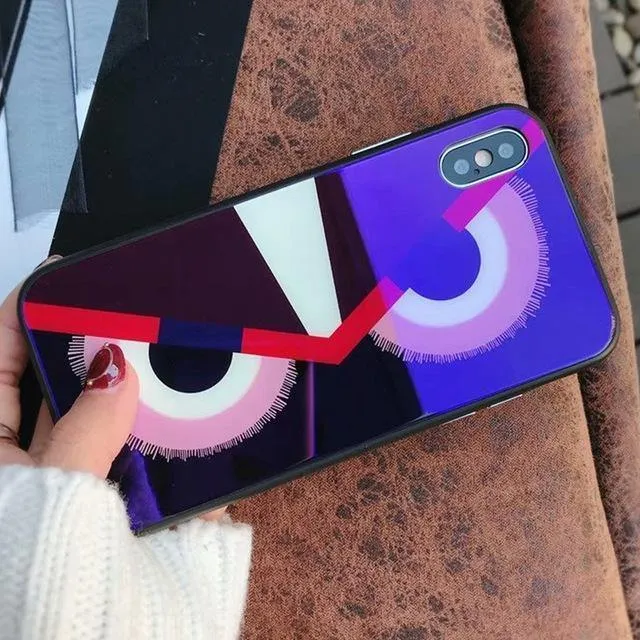 TOMKAS Blue Ray Hartglashülle für iPhone 7 Hülle Cartoon-Muster Hüllen für iPhone X 6 6S 8 Plus Cover Tier Telefon Coque