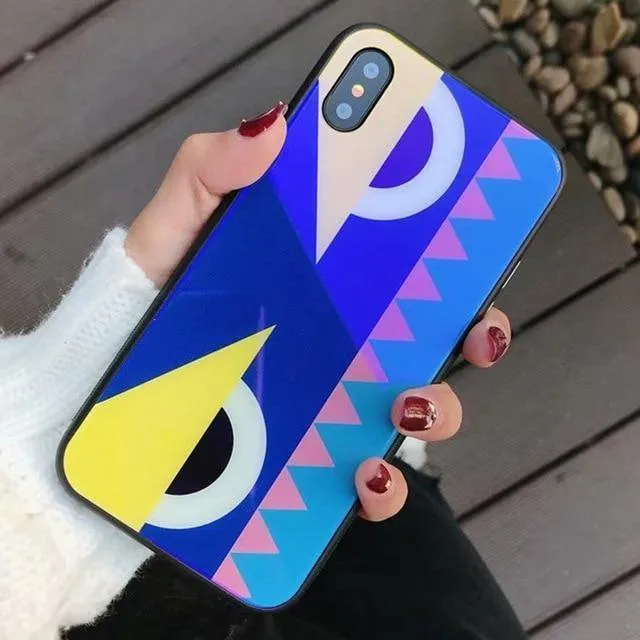 TOMKAS Blue Ray Hartglashülle für iPhone 7 Hülle Cartoon-Muster Hüllen für iPhone X 6 6S 8 Plus Cover Tier Telefon Coque