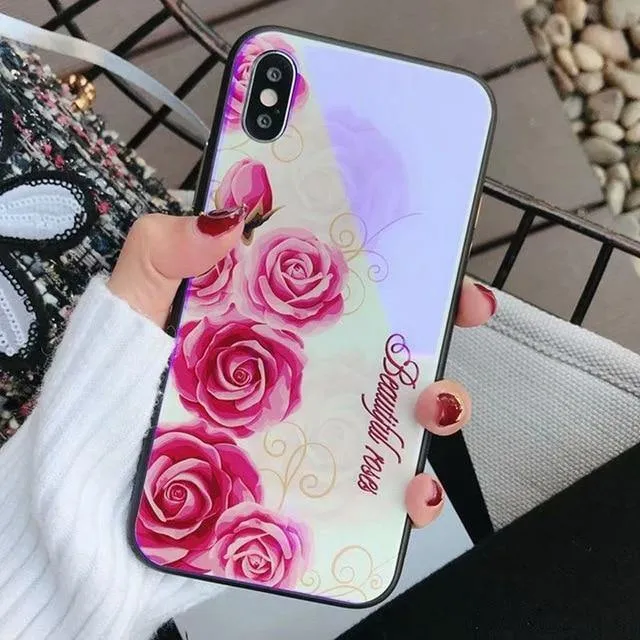 TOMKAS Blue Ray Hartglashülle für iPhone 7 Hülle Cartoon-Muster Hüllen für iPhone X 6 6S 8 Plus Cover Tier Telefon Coque