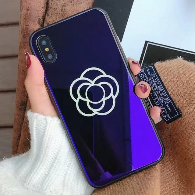TOMKAS Blue Ray Hartglashülle für iPhone 7 Hülle Cartoon-Muster Hüllen für iPhone X 6 6S 8 Plus Cover Tier Telefon Coque