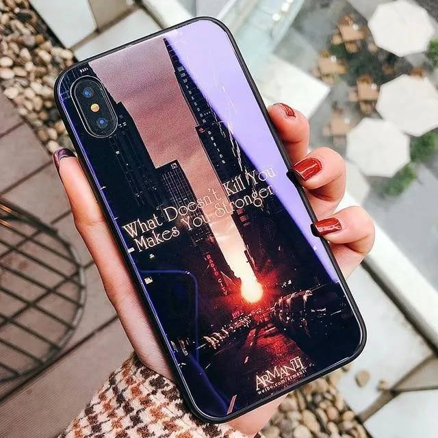 TOMKAS Blue Ray Hartglashülle für iPhone 7 Hülle Cartoon-Muster Hüllen für iPhone X 6 6S 8 Plus Cover Tier Telefon Coque