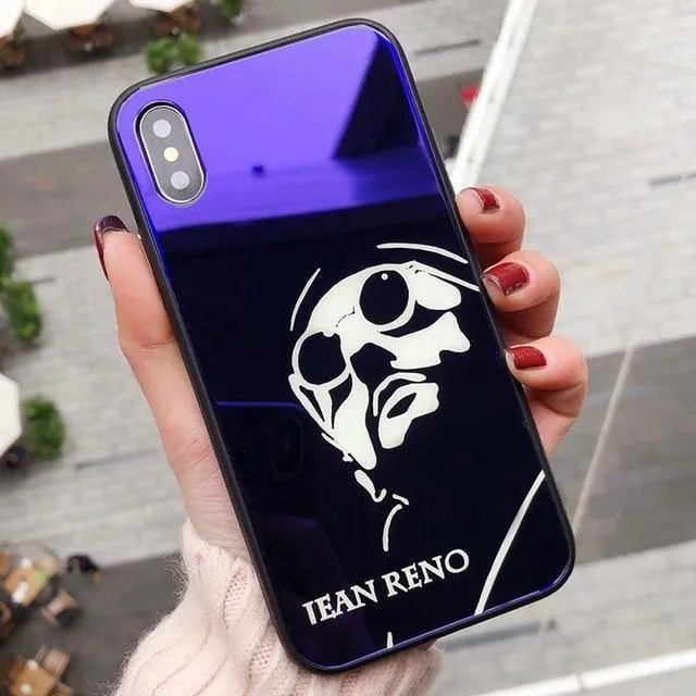 TOMKAS Blue Ray Hartglashülle für iPhone 7 Hülle Cartoon-Muster Hüllen für iPhone X 6 6S 8 Plus Cover Tier Telefon Coque