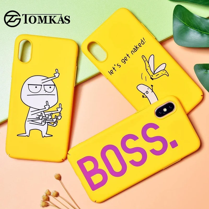 TOMKAS BOSS Lustige Hülle für iPhone X Xs 7 8 Plus Luxus Niedliche Cartoon Harte Rückseitige Abdeckung Telefonhülle für iPhone 6 S 6s Plus Coque