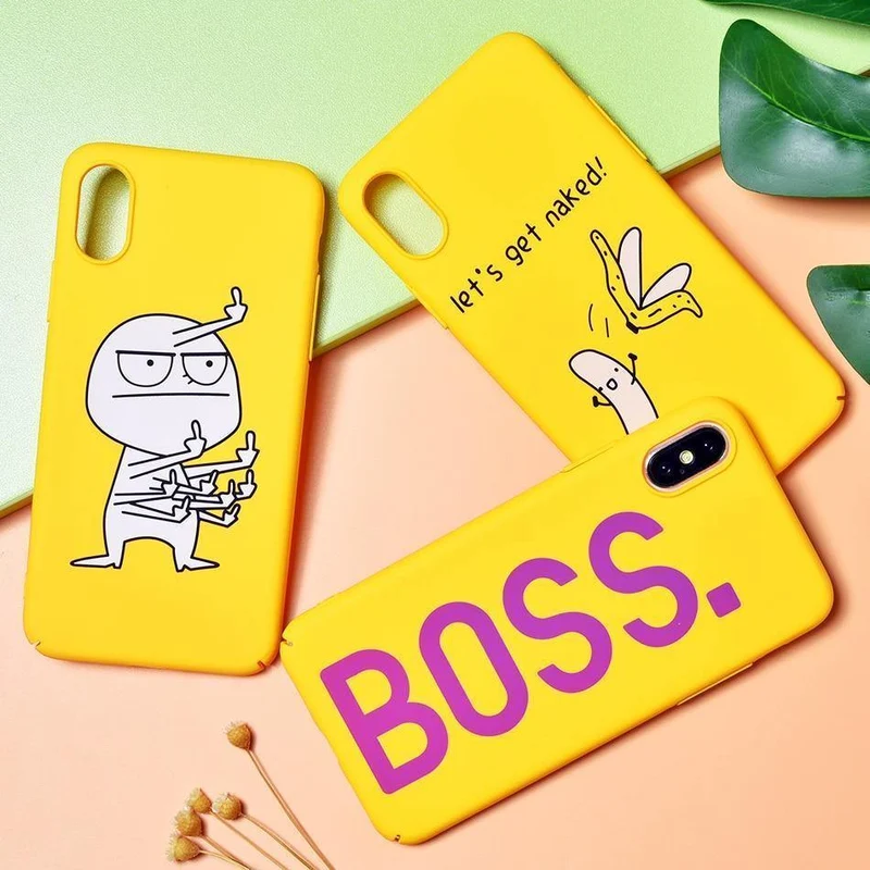 TOMKAS BOSS Lustige Hülle für iPhone X Xs 7 8 Plus Luxus Niedliche Cartoon Harte Rückseitige Abdeckung Telefonhülle für iPhone 6 S 6s Plus Coque