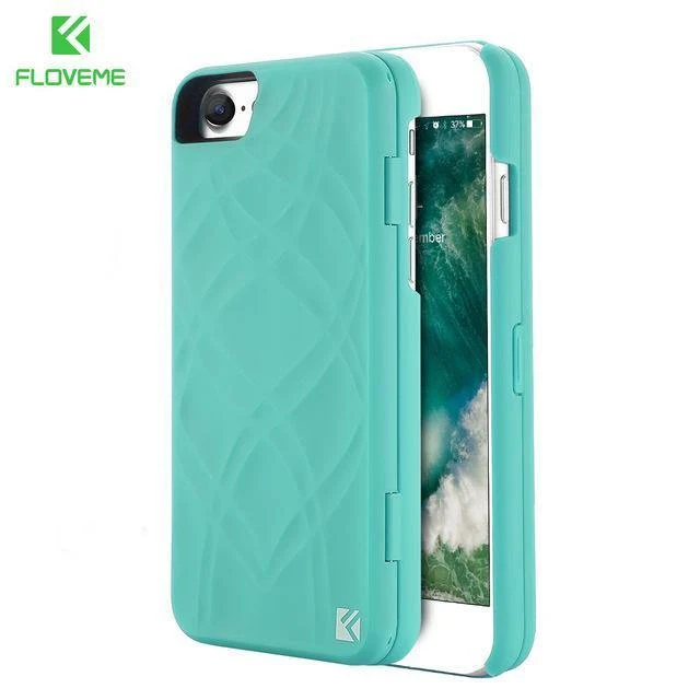 FLOVEME Spiegelhülle für iPhone 6 6s 7 Plus XS MAX XR Brieftasche + Kartensteckplatz-Abdeckung Make-up-Telefonhüllen für Apple iPhone 8X7 Plus Coque