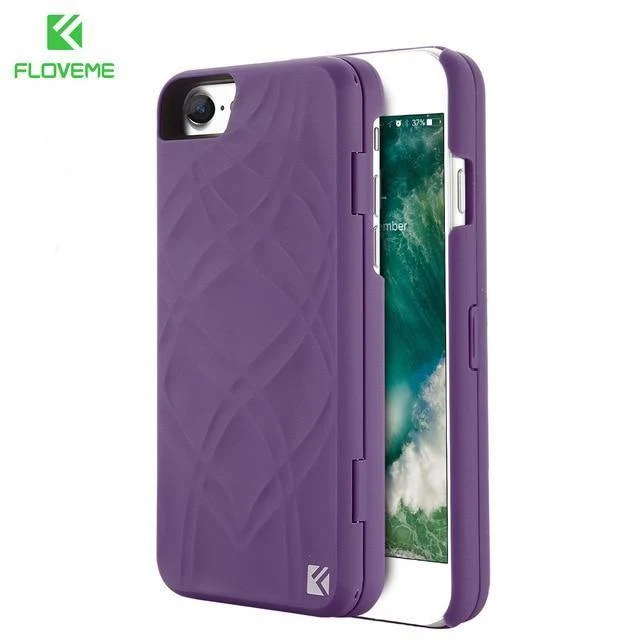 FLOVEME Spiegelhülle für iPhone 6 6s 7 Plus XS MAX XR Brieftasche + Kartensteckplatz-Abdeckung Make-up-Telefonhüllen für Apple iPhone 8X7 Plus Coque