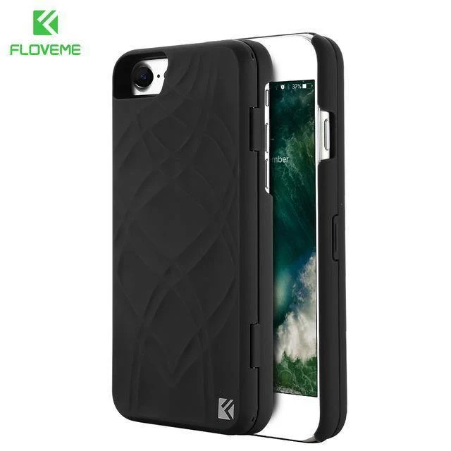 FLOVEME Spiegelhülle für iPhone 6 6s 7 Plus XS MAX XR Brieftasche + Kartensteckplatz-Abdeckung Make-up-Telefonhüllen für Apple iPhone 8X7 Plus Coque