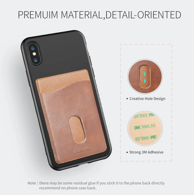 FLOVEME Leder 3M Adhesives Card Sticker Tasche Universal Kreditkartenetui für iPhone X 8 Samsung Damen Herren Handytasche
