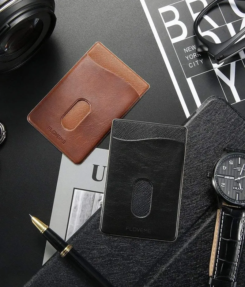 FLOVEME Leder 3M Adhesives Card Sticker Tasche Universal Kreditkartenetui für iPhone X 8 Samsung Damen Herren Handytasche