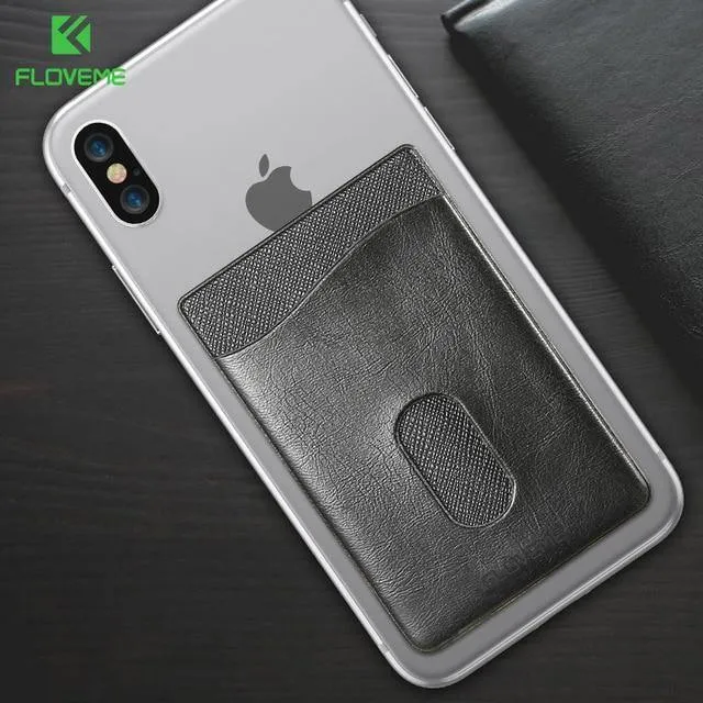 FLOVEME Leder 3M Adhesives Card Sticker Tasche Universal Kreditkartenetui für iPhone X 8 Samsung Damen Herren Handytasche