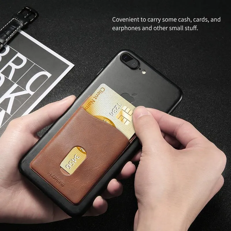 FLOVEME Leder 3M Adhesives Card Sticker Tasche Universal Kreditkartenetui für iPhone X 8 Samsung Damen Herren Handytasche