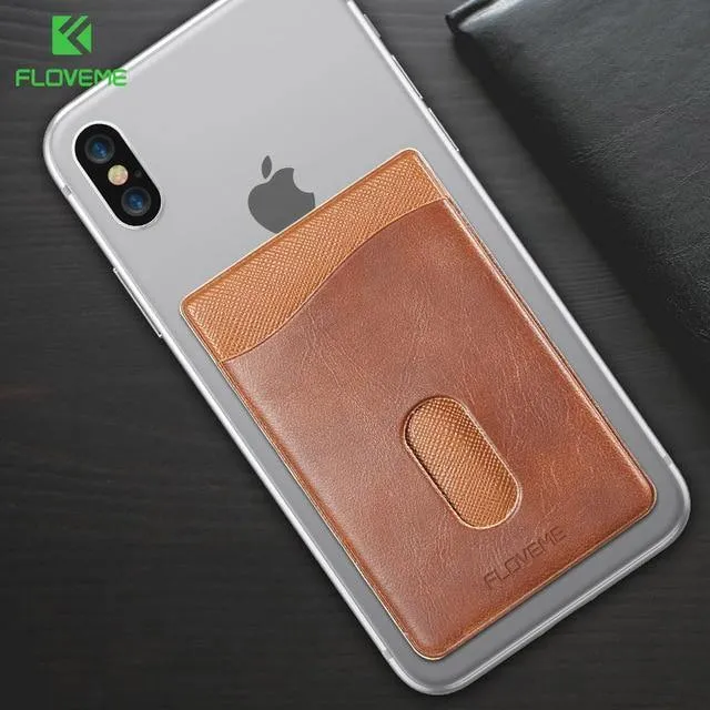 FLOVEME Leder 3M Adhesives Card Sticker Tasche Universal Kreditkartenetui für iPhone X 8 Samsung Damen Herren Handytasche