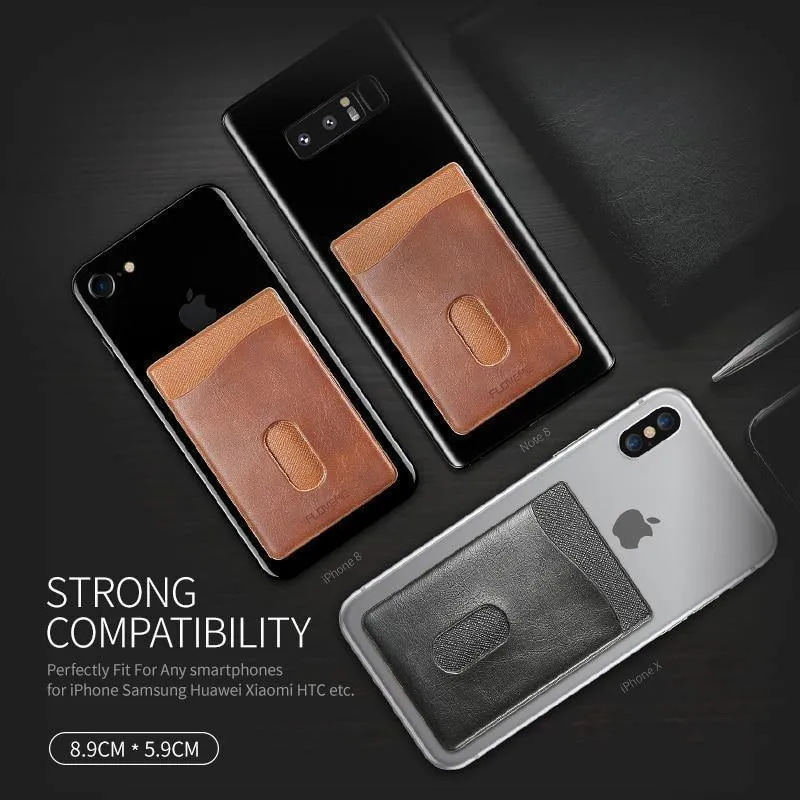 FLOVEME Leder 3M Adhesives Card Sticker Tasche Universal Kreditkartenetui für iPhone X 8 Samsung Damen Herren Handytasche