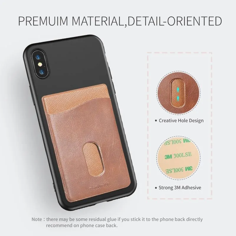 FLOVEME Leder 3M Adhesives Card Sticker Tasche Universal Kreditkartenetui für iPhone X 8 Samsung Damen Herren Handytasche