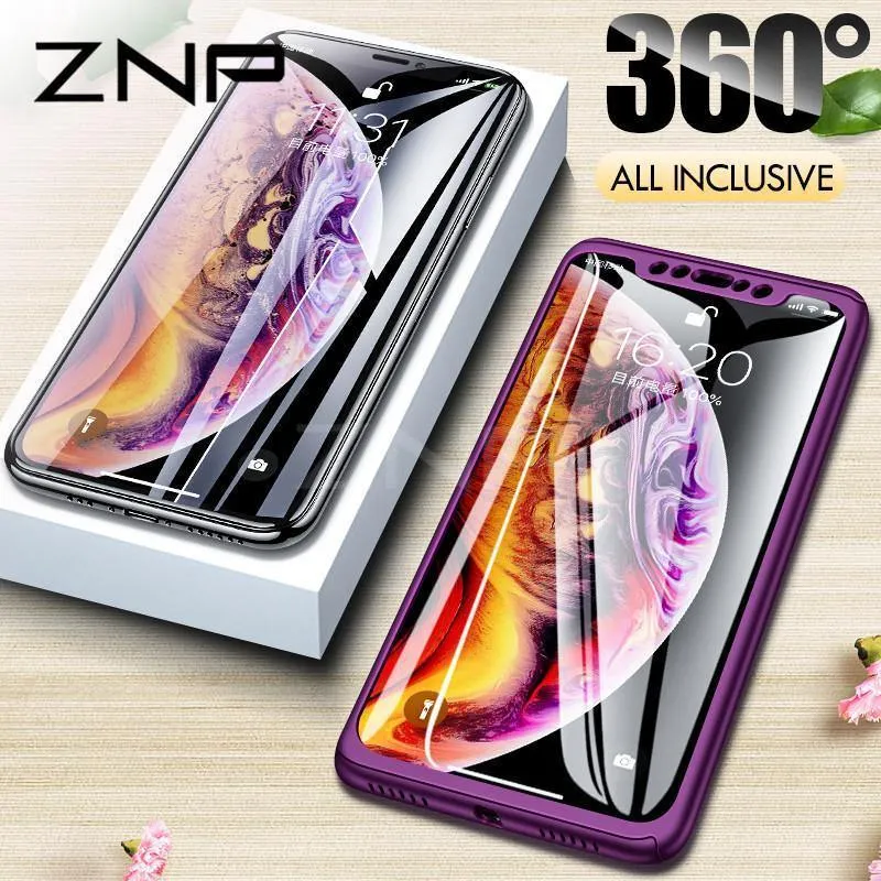 ZNP 360 Volle Abdeckung Telefon Fall Für iPhone X 8 6 6s 7 Plus 5 5s SE PC Schutzhülle abdeckung Für iPhone XS Max XR Fall Abdeckung Mit Glas