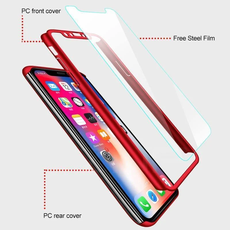 ZNP 360 Volle Abdeckung Telefon Fall Für iPhone X 8 6 6s 7 Plus 5 5s SE PC Schutzhülle abdeckung Für iPhone XS Max XR Fall Abdeckung Mit Glas