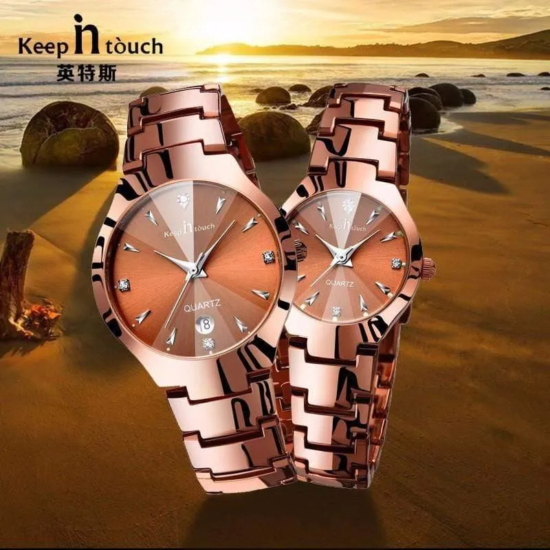 Paaruhren Top-Marke Luxus Herrenuhr Liebhaber Mode Quarz Wasserdicht Damen Männlich Gold Armbanduhren 2018