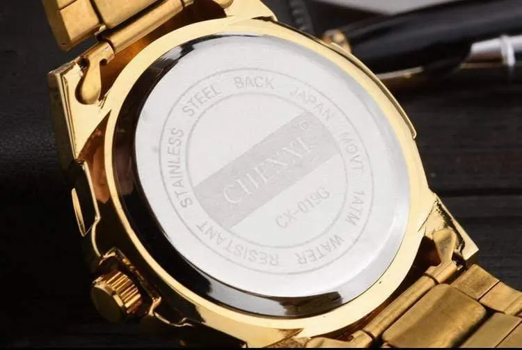 Quarzuhren Damen Herren Gold Armbanduhren Top-Marke Luxus Weiblich Männlich Uhr IPG Golden Steel Watch