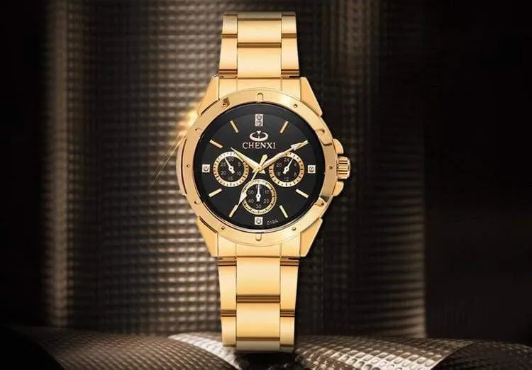 Quarzuhren Damen Herren Gold Armbanduhren Top-Marke Luxus Weiblich Männlich Uhr IPG Golden Steel Watch