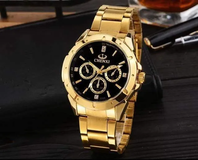 Quarzuhren Damen Herren Gold Armbanduhren Top-Marke Luxus Weiblich Männlich Uhr IPG Golden Steel Watch