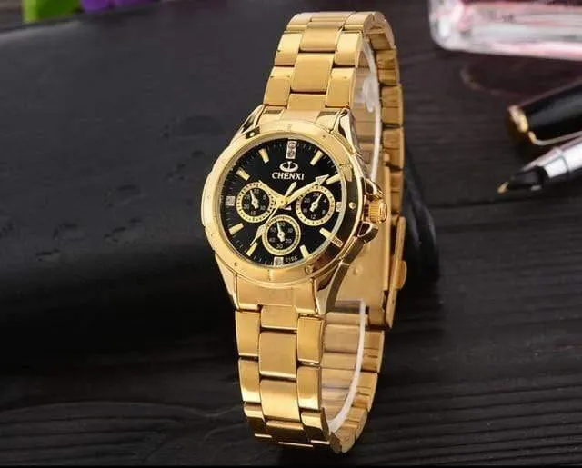 Quarzuhren Damen Herren Gold Armbanduhren Top-Marke Luxus Weiblich Männlich Uhr IPG Golden Steel Watch