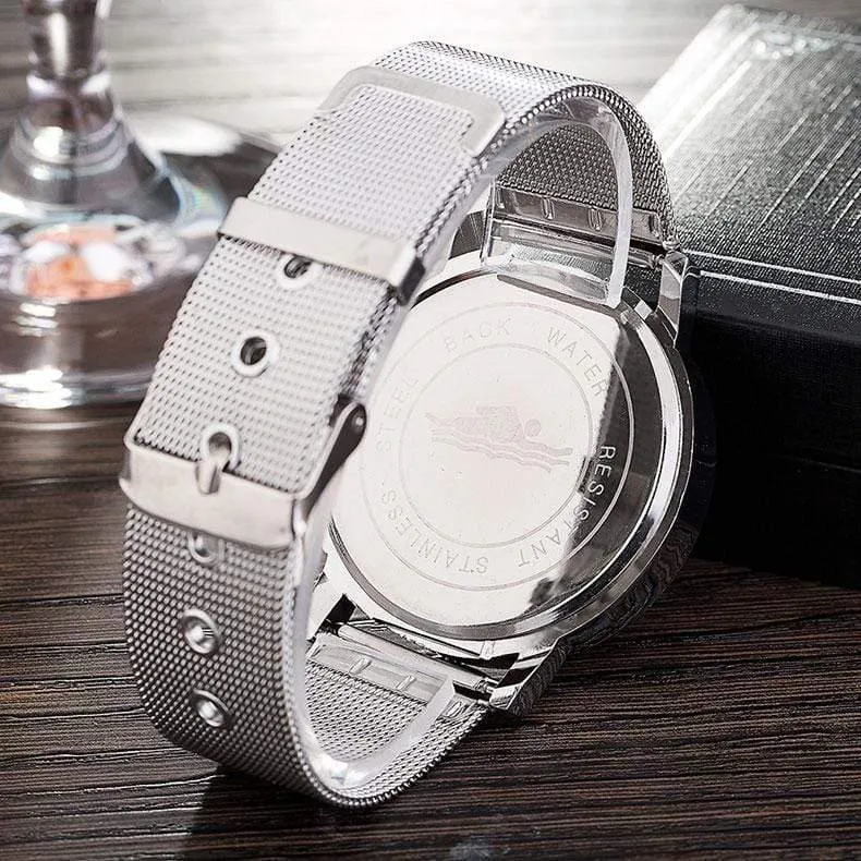 Mode Neue Design Uhren Männer Frauen Quarz Uhr Edelstahl Mesh Kreative Uhr Beliebte Schwarz Weiß Lovers Armbanduhr