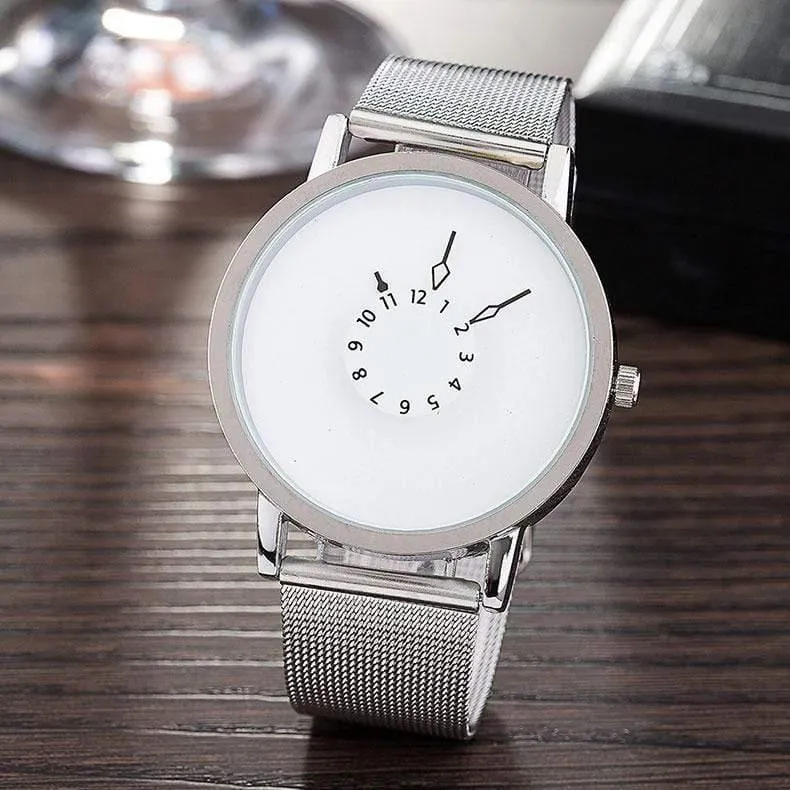 Mode Neue Design Uhren Männer Frauen Quarz Uhr Edelstahl Mesh Kreative Uhr Beliebte Schwarz Weiß Lovers Armbanduhr