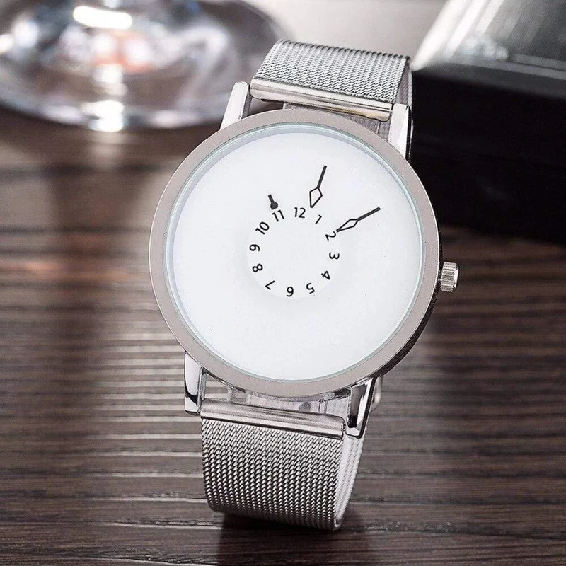Mode Neue Design Uhren Männer Frauen Quarz Uhr Edelstahl Mesh Kreative Uhr Beliebte Schwarz Weiß Lovers Armbanduhr