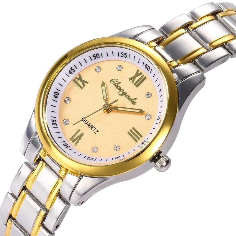 Paare Liebhaber Edelstahl Diamant Business Quarzuhren Damen Luxus Gold Splitter Armband Uhren