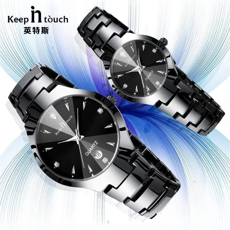 Liebhaber-Uhr, wasserdicht, nachtleuchtendes Quarzwerk, Paar-Liebhaber-Uhren, schwarz, für Herren und Damen, Wirswatch für Paare, Horloges