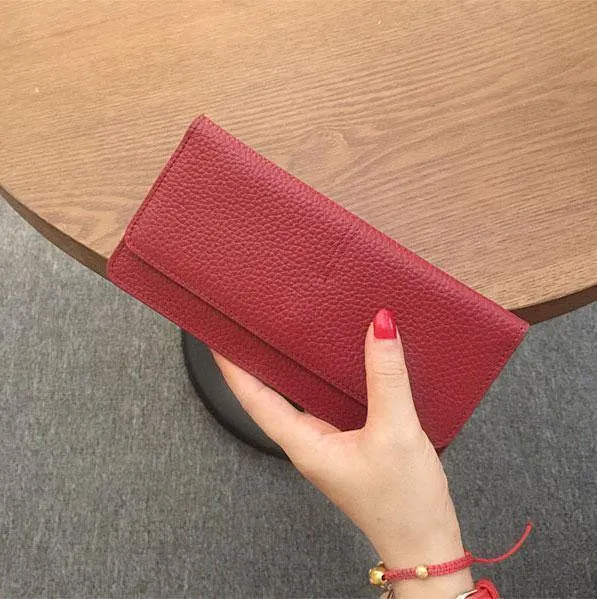 Leder Frauen Brieftasche Mode Einfarbig Geldbörse Multifunktionale Rindsleder Weibliche Lange Frauen Geldbörsen Zipper Karte Halter